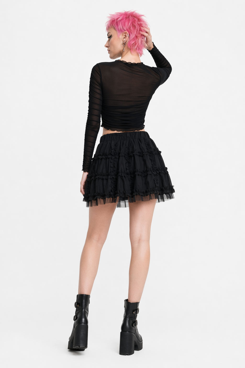 Grunge Lace Kawaii Mini Skirt Black