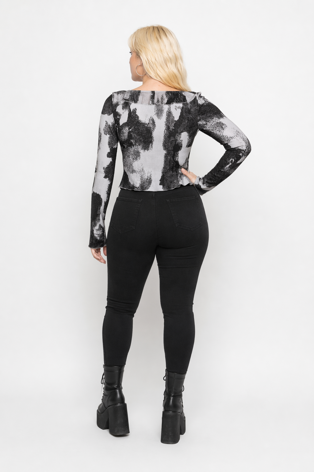 Psycho' Black Tie Dye Top Black