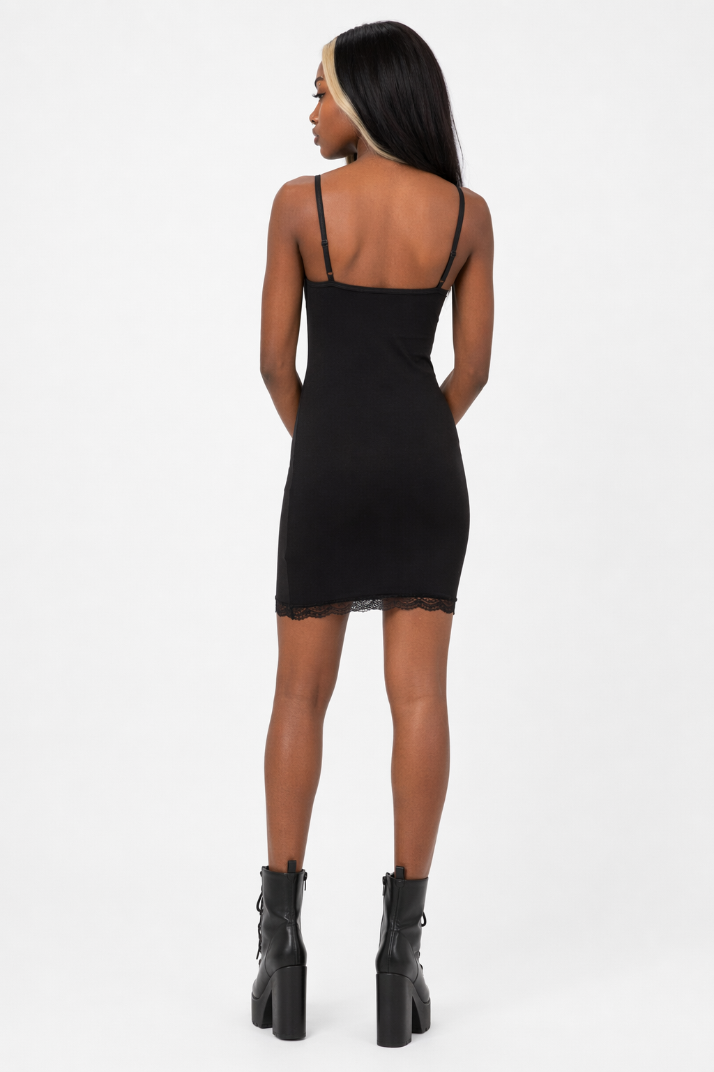 Black Patchwork Lace Dress Black