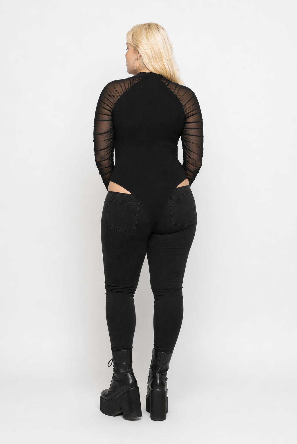 "Solace's Chic Black Turtleneck Bodysuit" Black