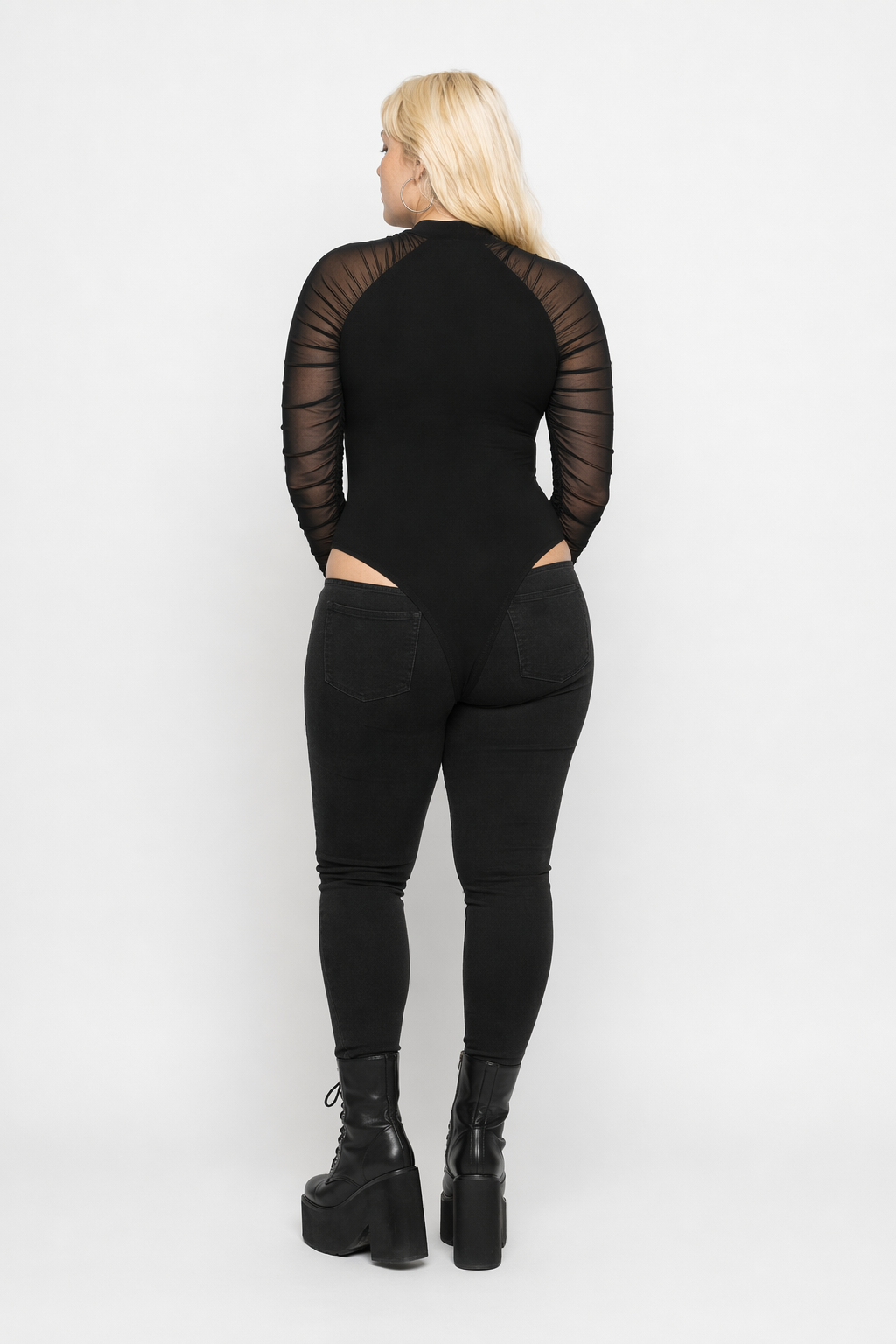 "Solace's Chic Black Turtleneck Bodysuit" Black