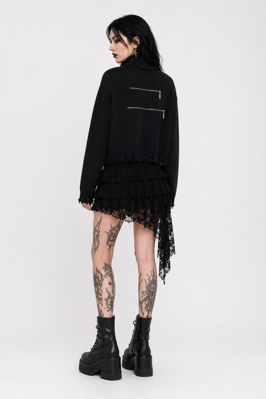 Grunge Turtleneck with Zip, Abyss Default Title