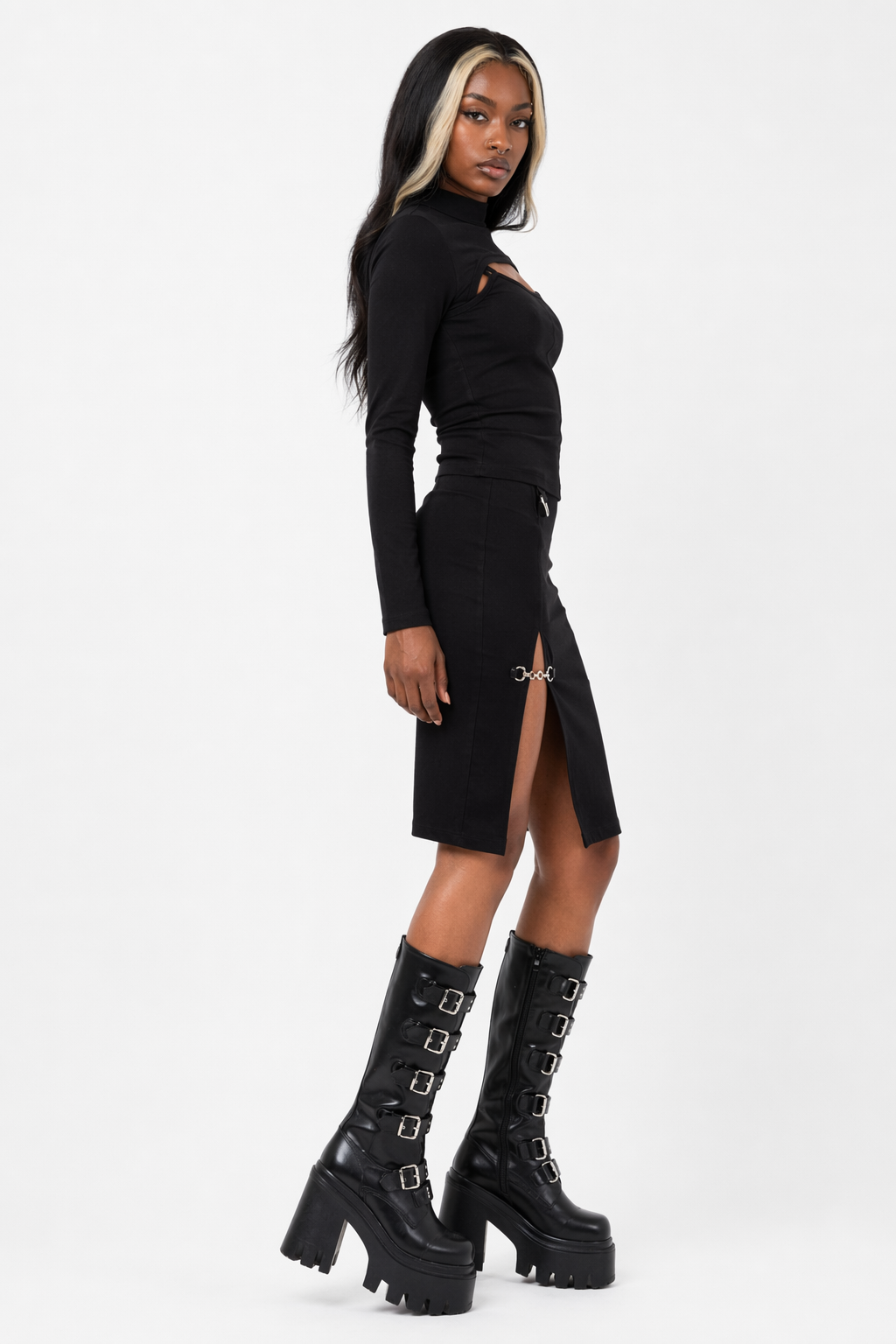 "Intense Black Grunge Mini Skirt" black