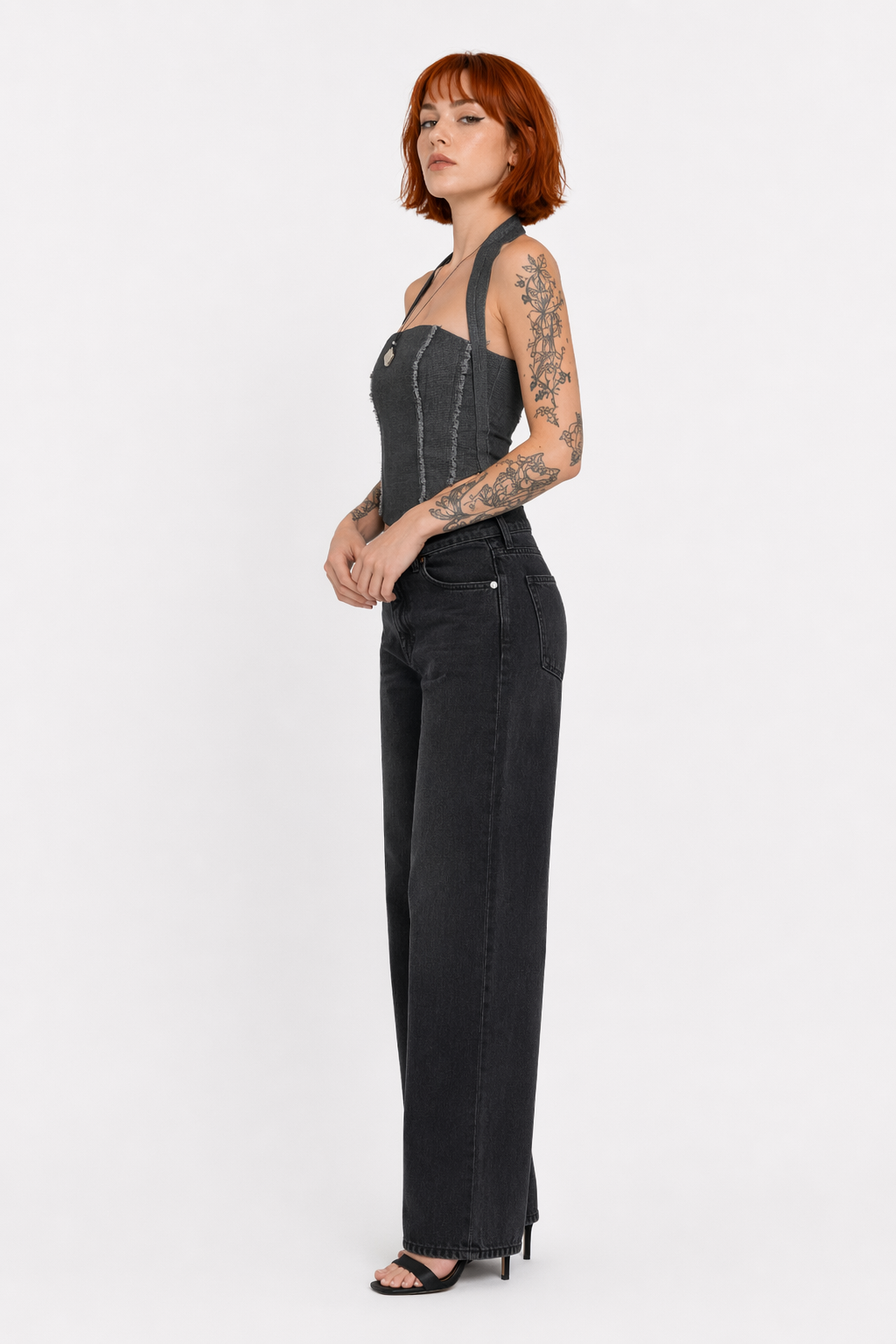 Grey Buckle Crop Top grey