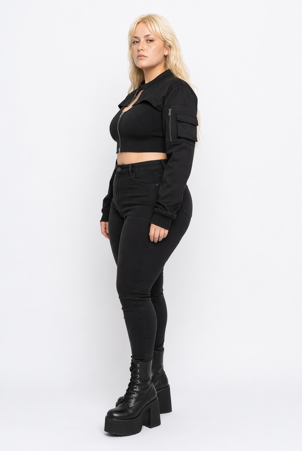 Classic Noir Crop Jacket' Black