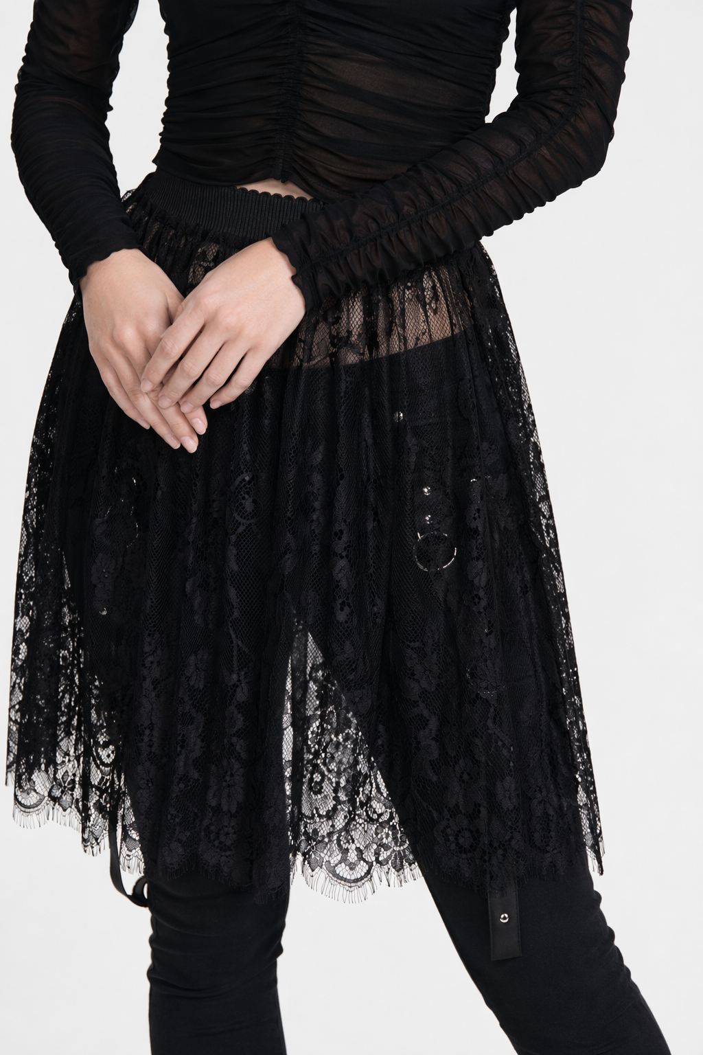 Gothic Lace Skirt - Various Lengths Black 35cm