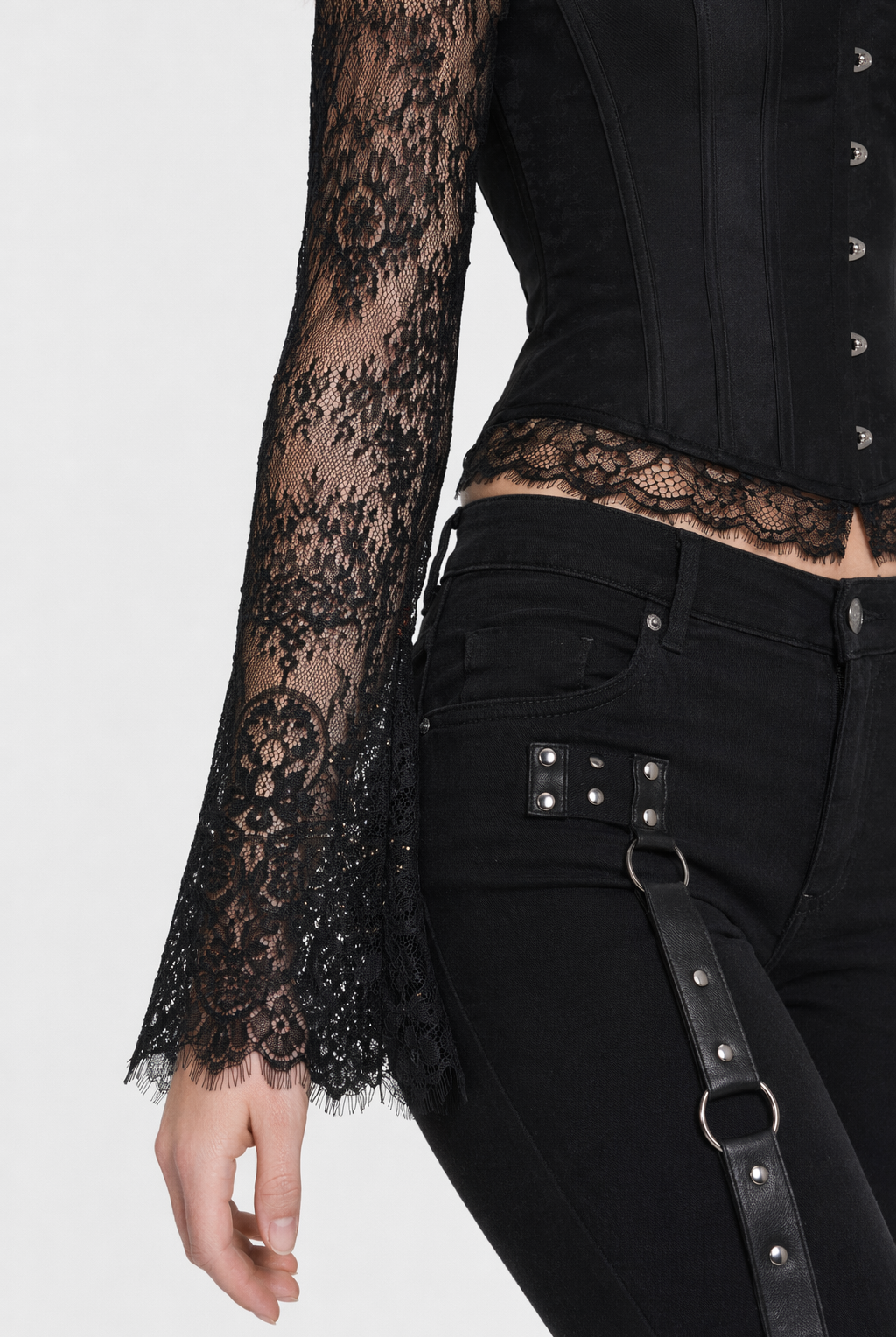 Black lace off shoulder corset black
