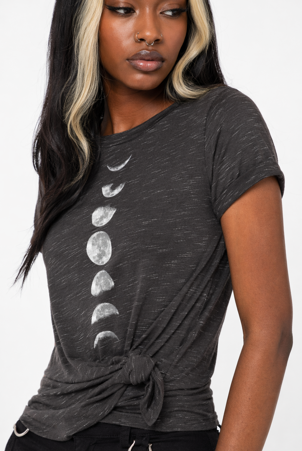 Black Moon Phase Tee' Gray