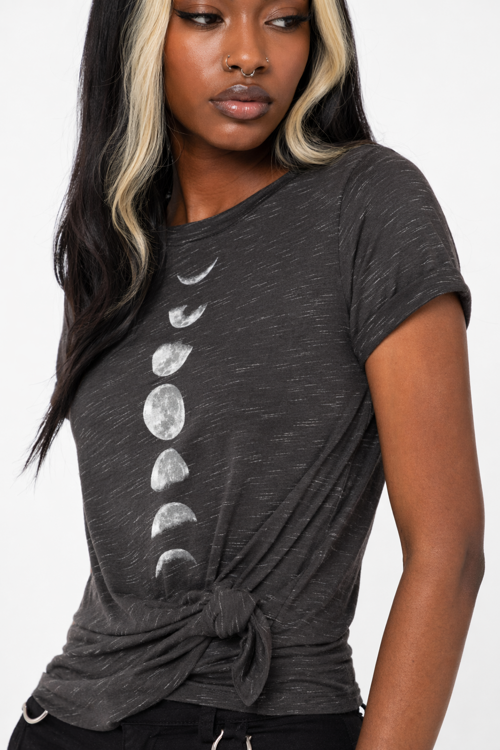 Black Moon Phase Tee' Gray
