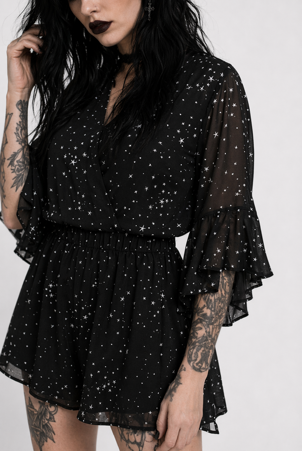 Galactic Black Star Plus Romper black