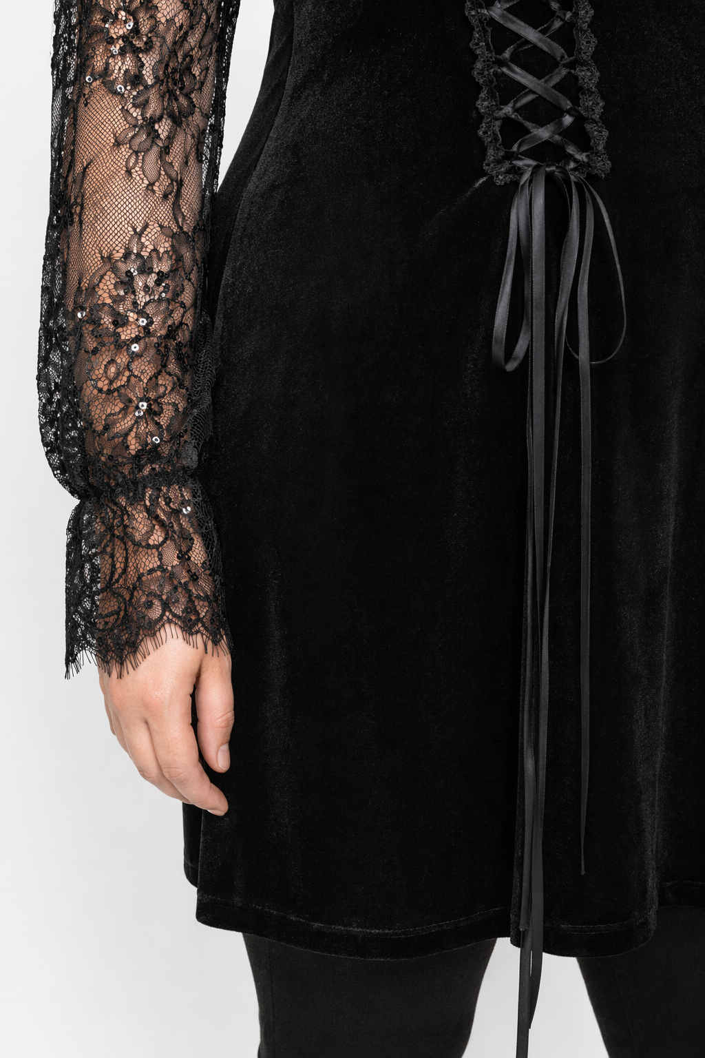"Velvet Grunge Long Sleeve Dress" black