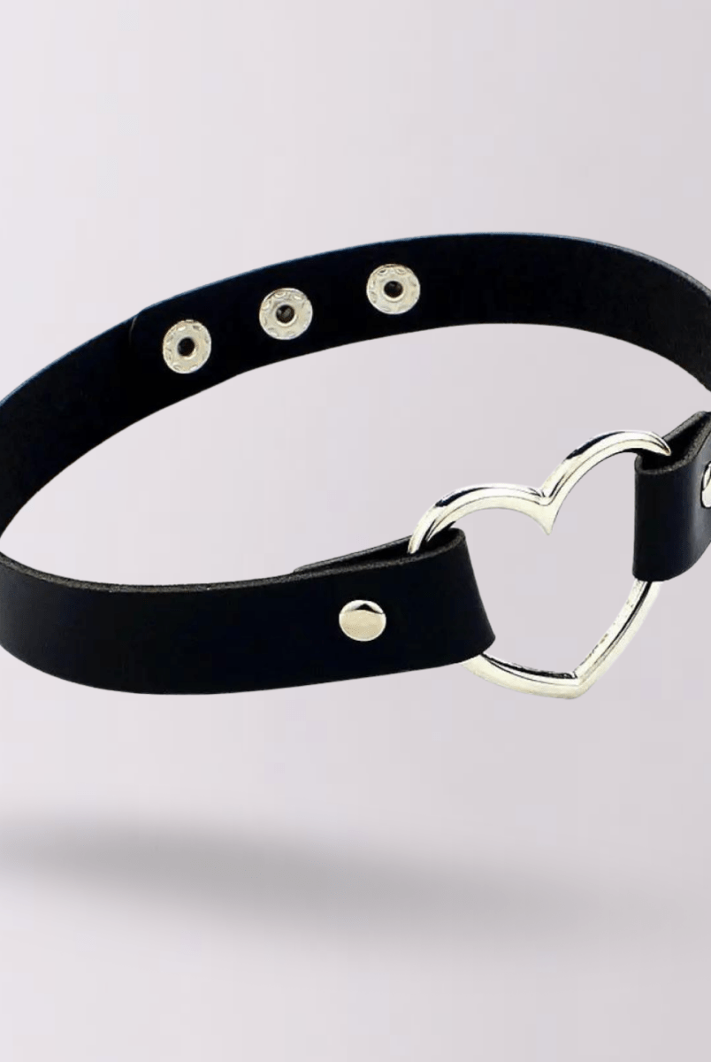 "MY" Heart Leather Choker - The Cursed Closet