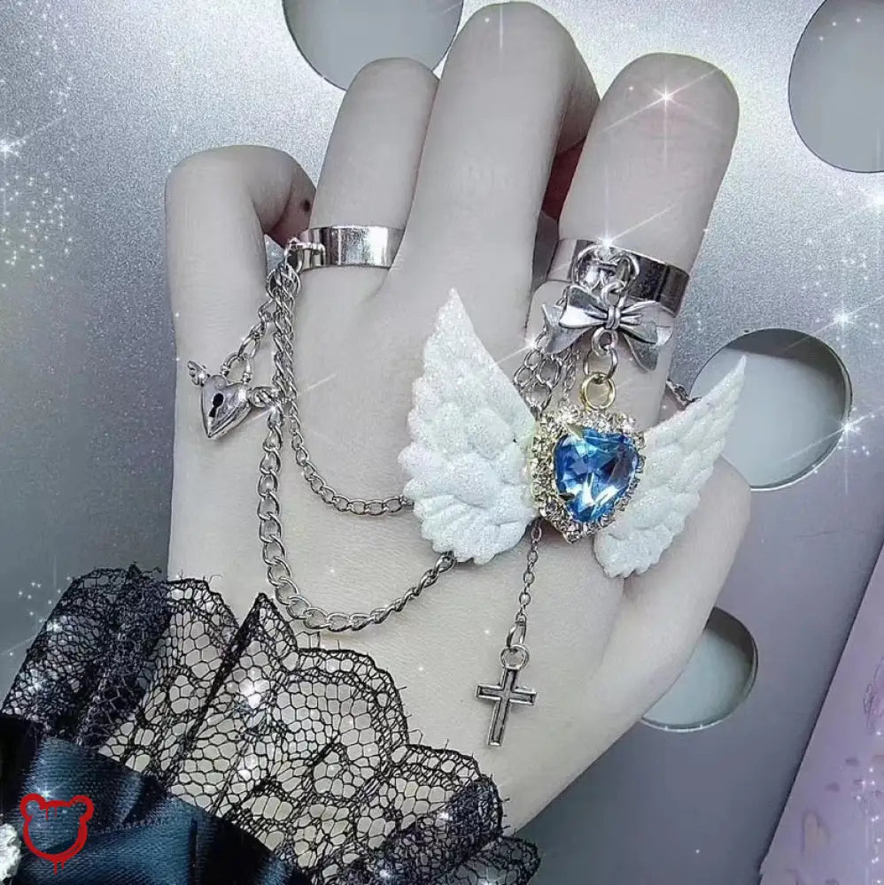 Angel Bat Wings Ring White Accessories