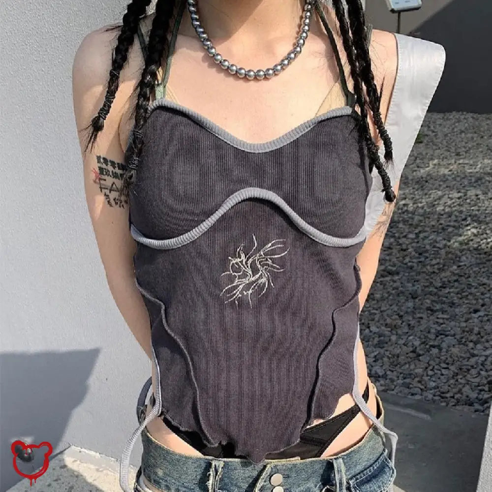 Ashen Grunge Cropped Blouse Dark Grey / S Clothing