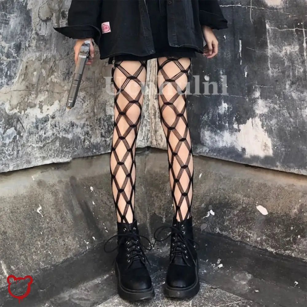 Atomic' Black Net Stockings - The Cursed Closet
