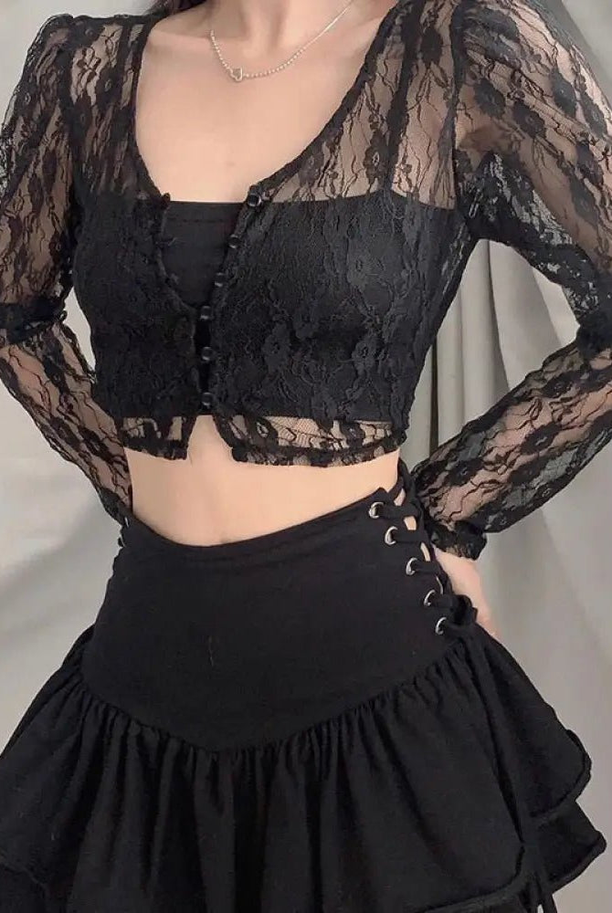 "Babe's Gothic Lace Crop Top" - The Cursed Closet