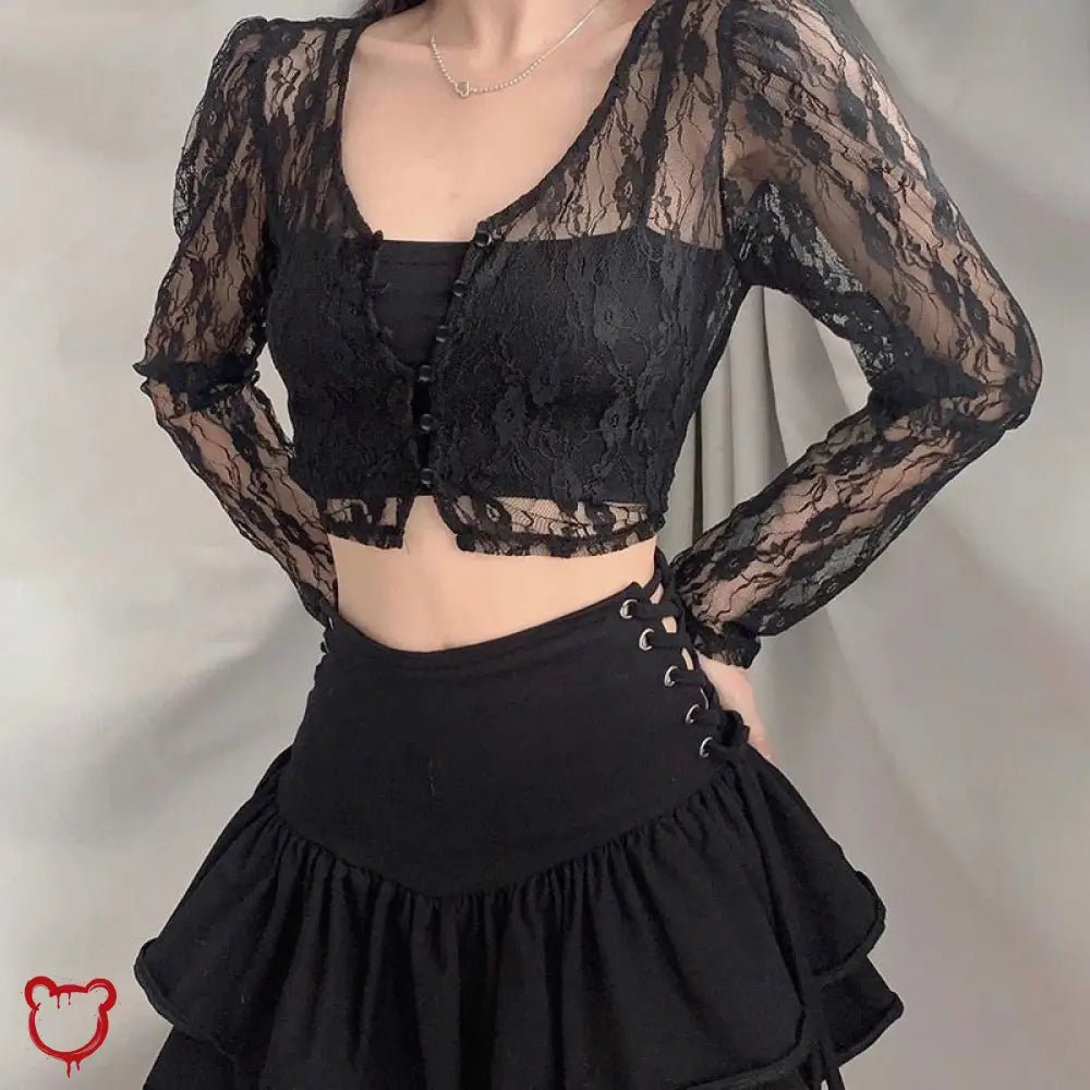 "Babe's Gothic Lace Crop Top" - The Cursed Closet