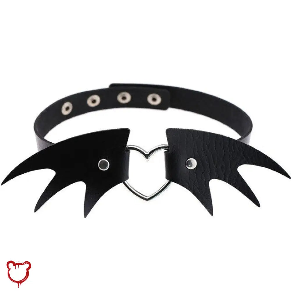 Batty Black Faux Leather Choker Jewellery