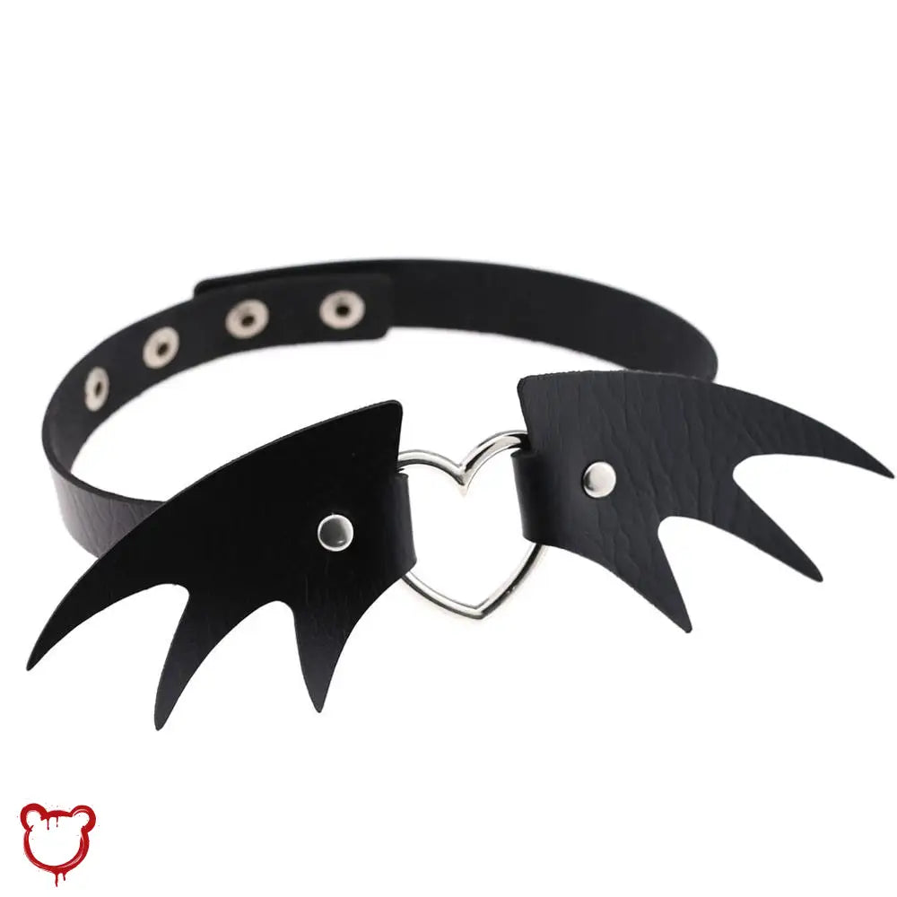 Batty Black Faux Leather Choker Jewellery