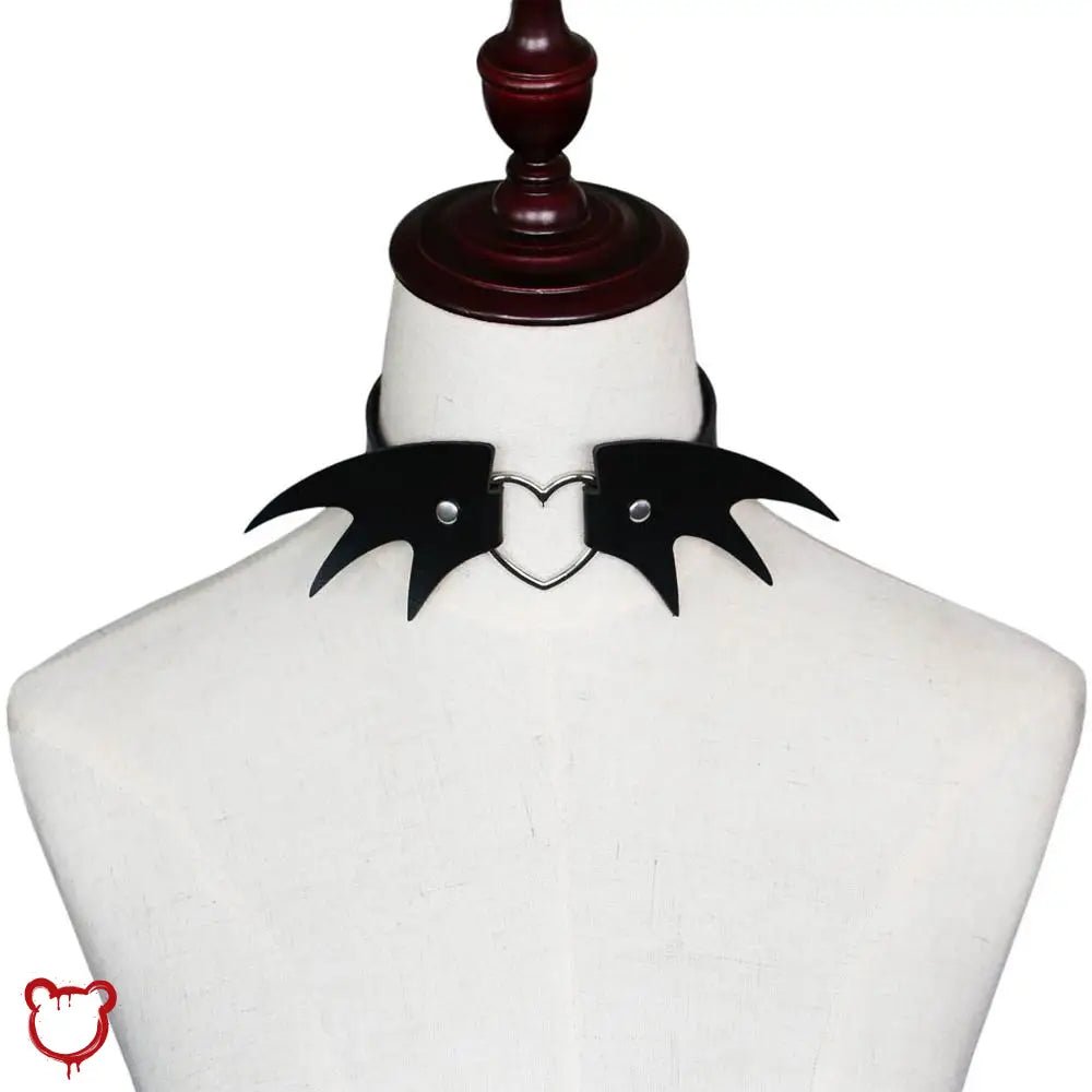 "Batty Black Faux Leather Choker" - The Cursed Closet