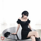Batty Shoulder Black Dress - The Cursed Closet