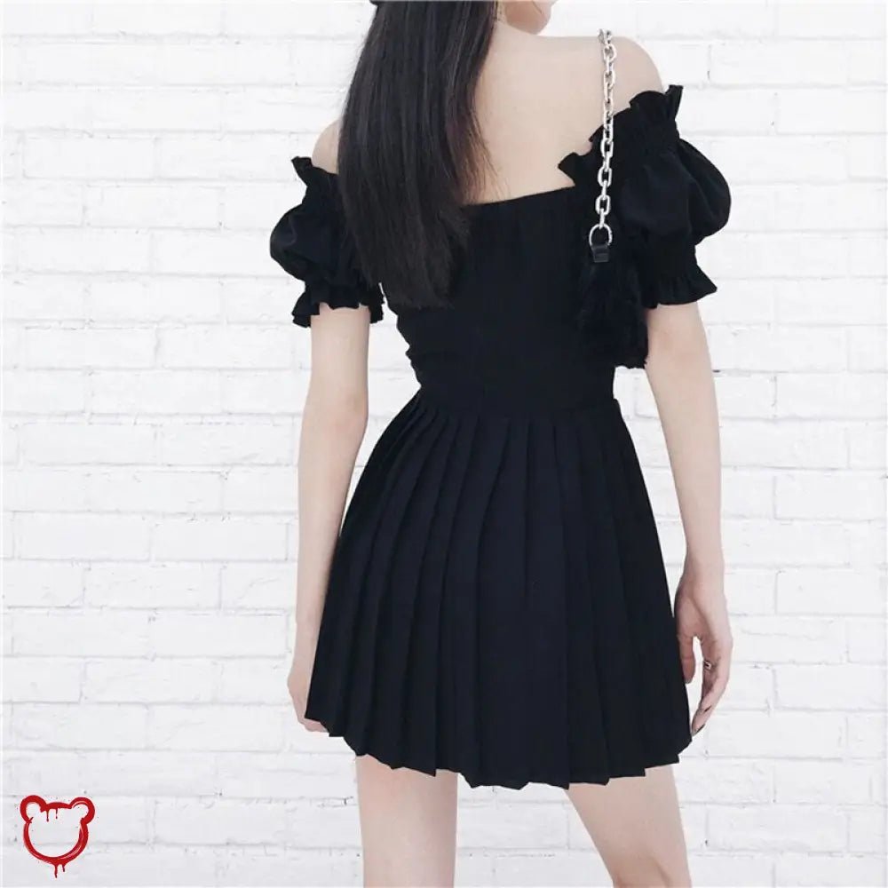 Batty Shoulder Black Dress - The Cursed Closet