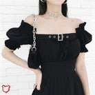 Batty Shoulder Black Dress - The Cursed Closet