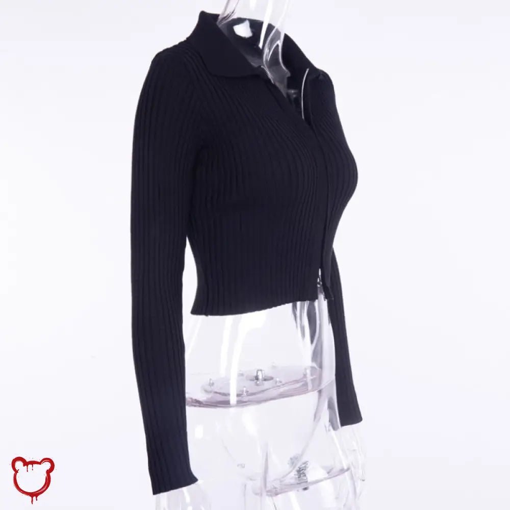 "Black Alt Grunge Ribbed Zip Top" - The Cursed Closet