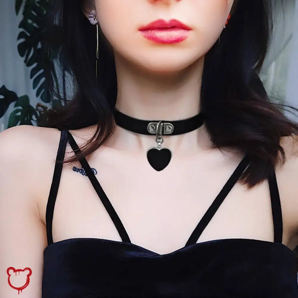 Black Alt Heart Choker - The Cursed Closet