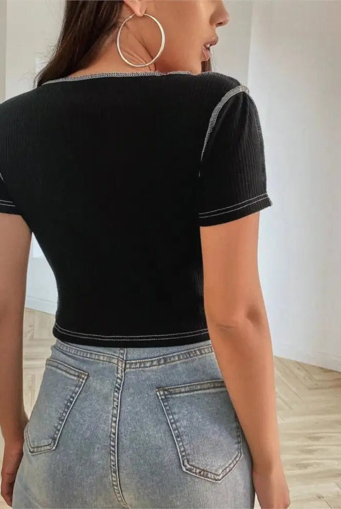 "Black Alt Lace Crop Top" - The Cursed Closet