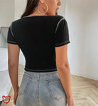Black Alt Lace Crop Top Clothing