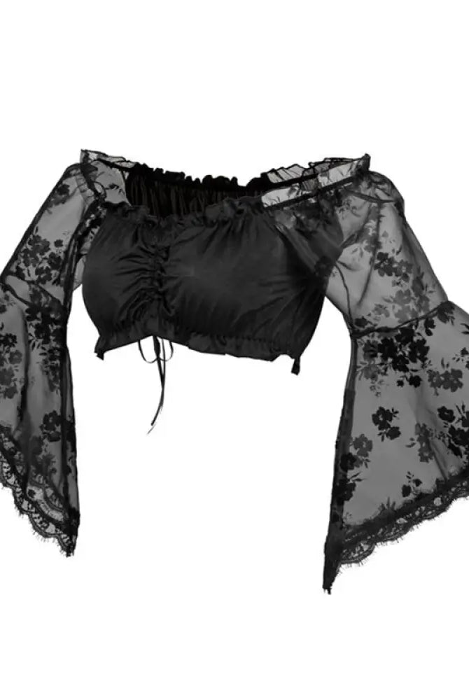 "Black Alt Lace Crop Top - Draculina's" - The Cursed Closet