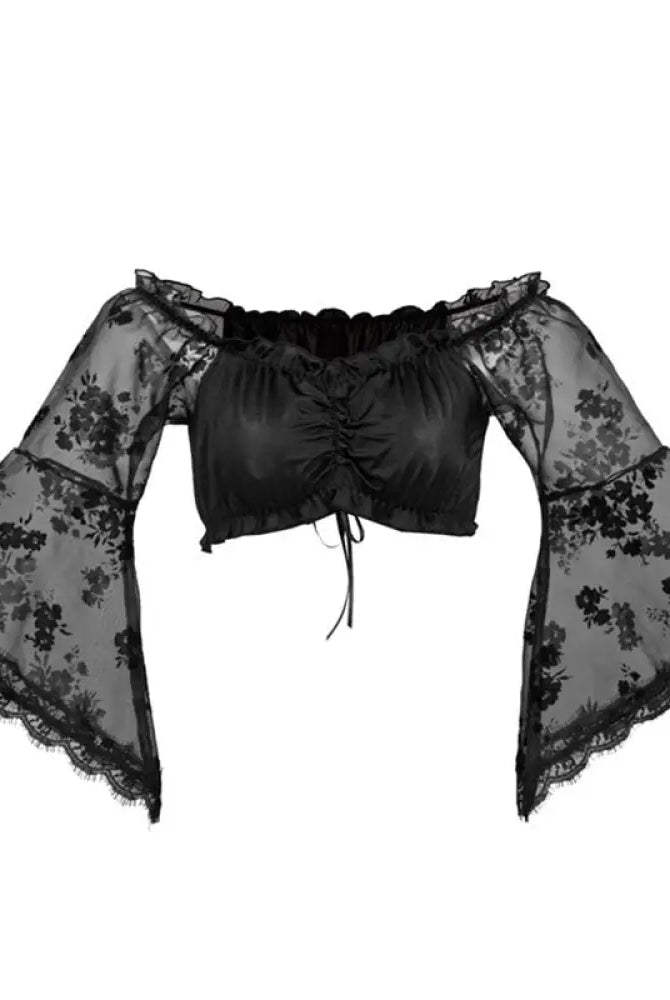 "Black Alt Lace Crop Top - Draculina's" - The Cursed Closet