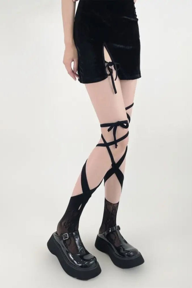 "Black Anime Lace Fishnet Socks" - The Cursed Closet