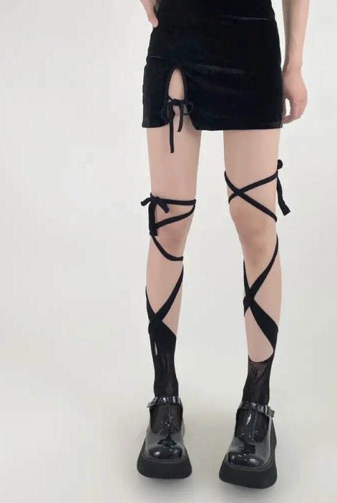 "Black Anime Lace Fishnet Socks" - The Cursed Closet