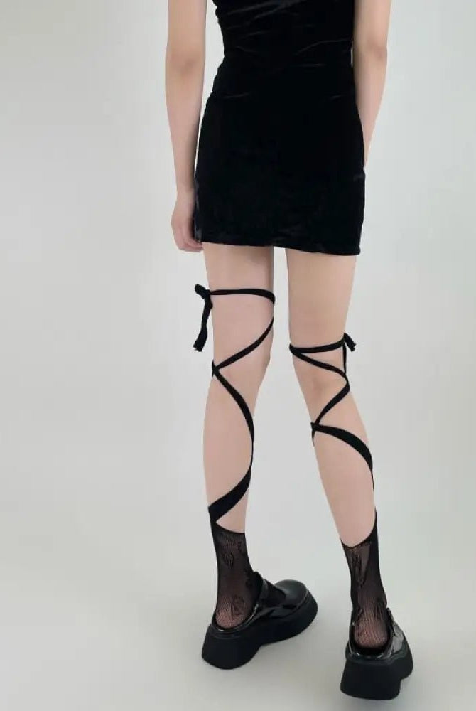 "Black Anime Lace Fishnet Socks" - The Cursed Closet