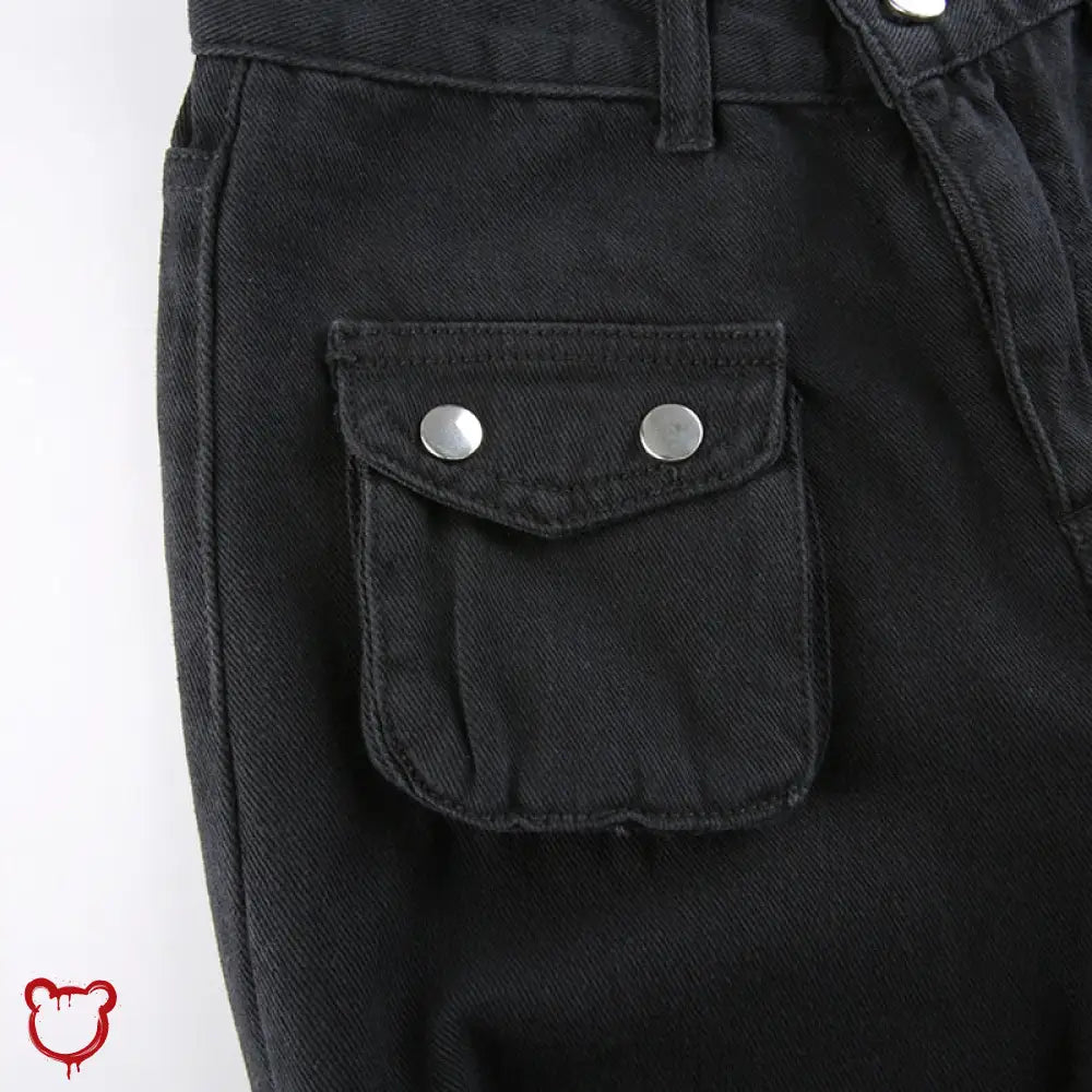 Black Baggy Buckle Cargo Pants Clothing