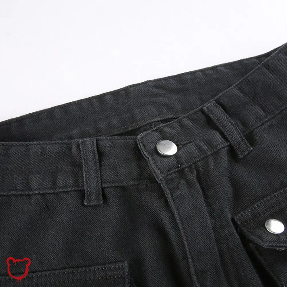Black Baggy Buckle Cargo Pants Clothing