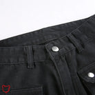 Black Baggy Buckle Cargo Pants Clothing
