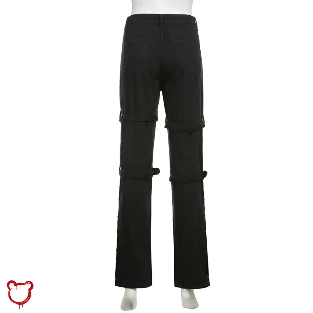 Black Baggy Buckle Cargo Pants / L Clothing
