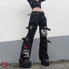 Black Baggy Buckle Cargo Pants / S Clothing