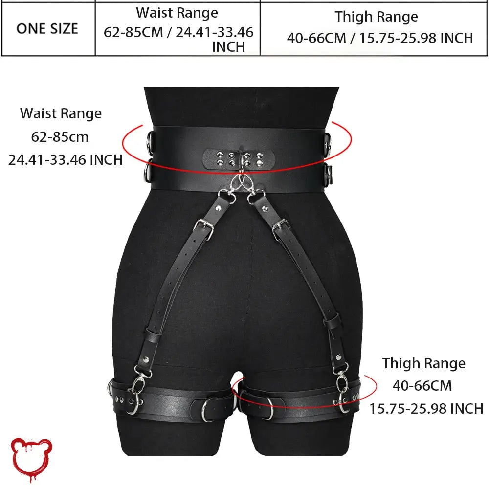 Black Bondage Hearts Pu Harness Accessories