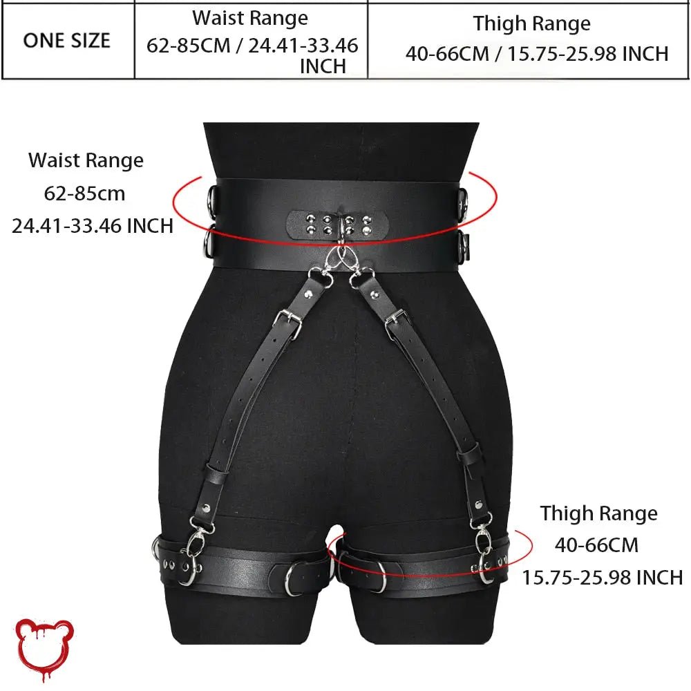 Black Bondage Hearts PU Harness' - The Cursed Closet