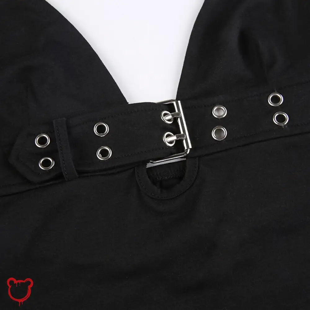 Black Buckle Eyelet Crop Top - The Cursed Closet