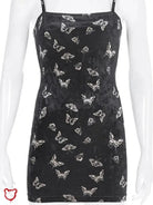 Black Butterfly Velvet Dress - The Cursed Closet