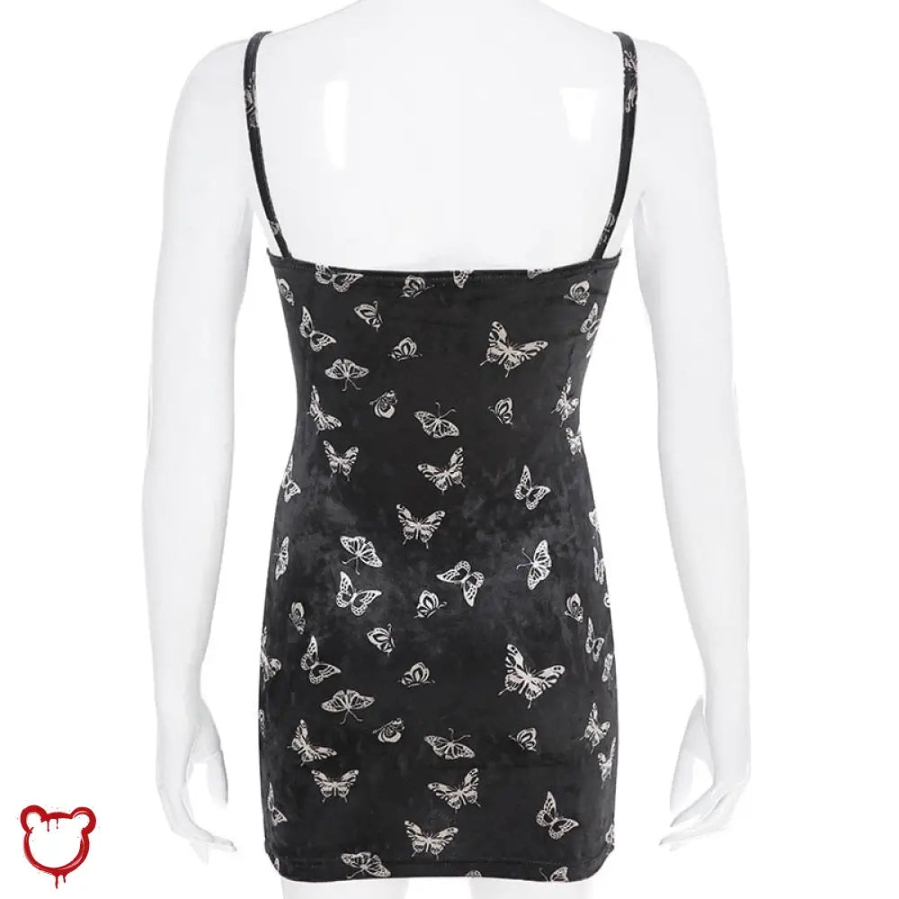 Black Butterfly Velvet Dress - The Cursed Closet