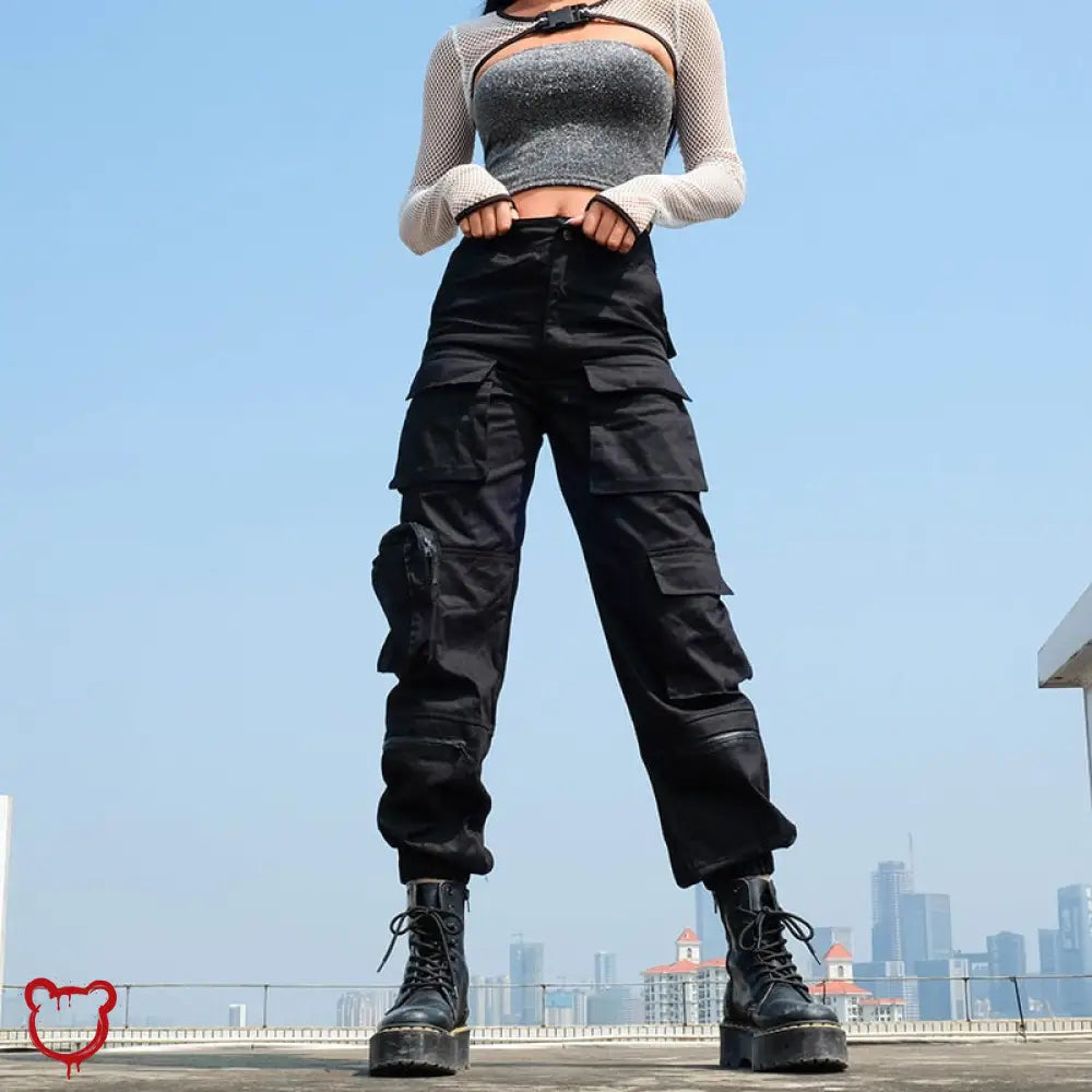 Black Cargo Pants - Take Control / S Clothing