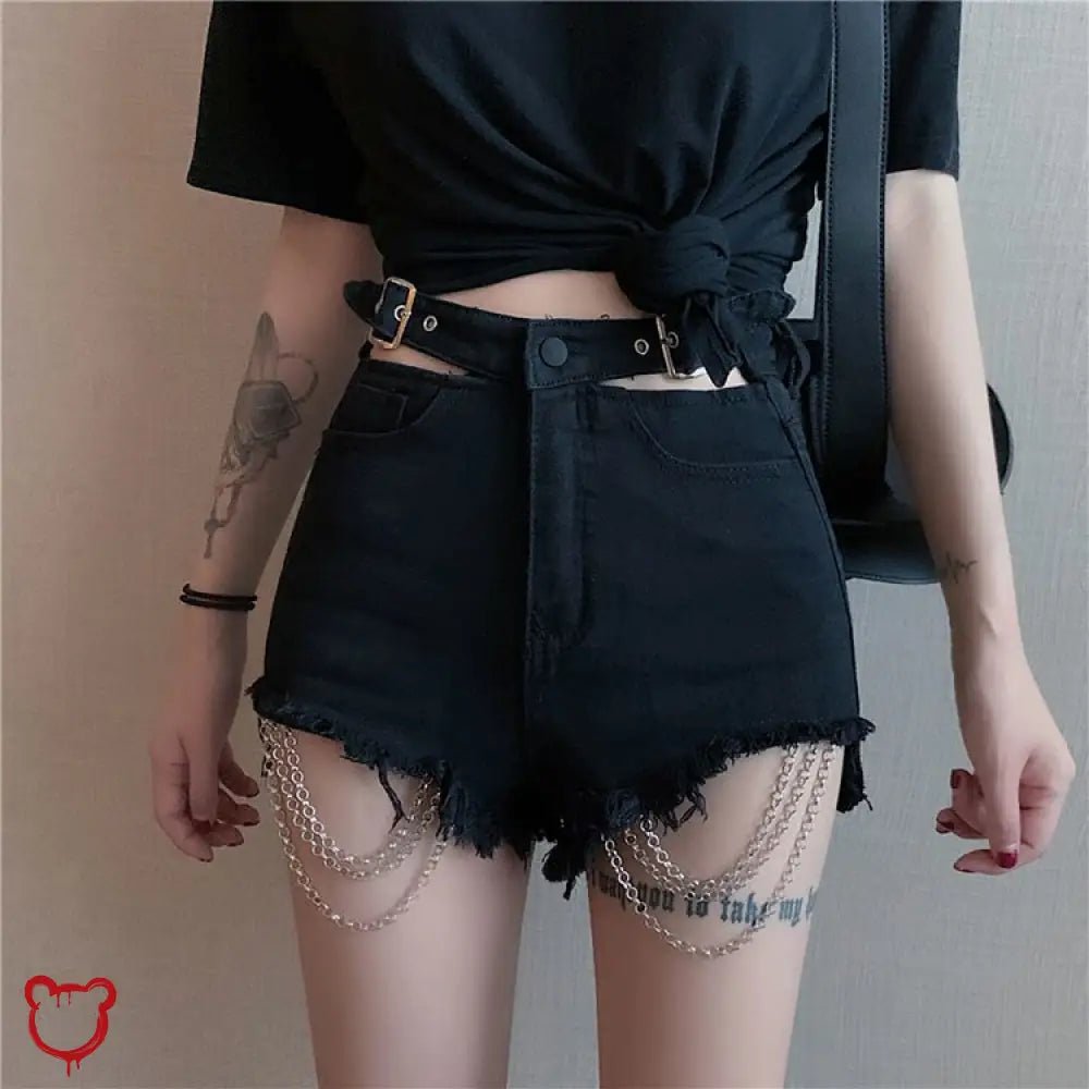 Black Chain Torn Shorts' - The Cursed Closet