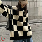 Black Checkerboard Sweater - The Cursed Closet