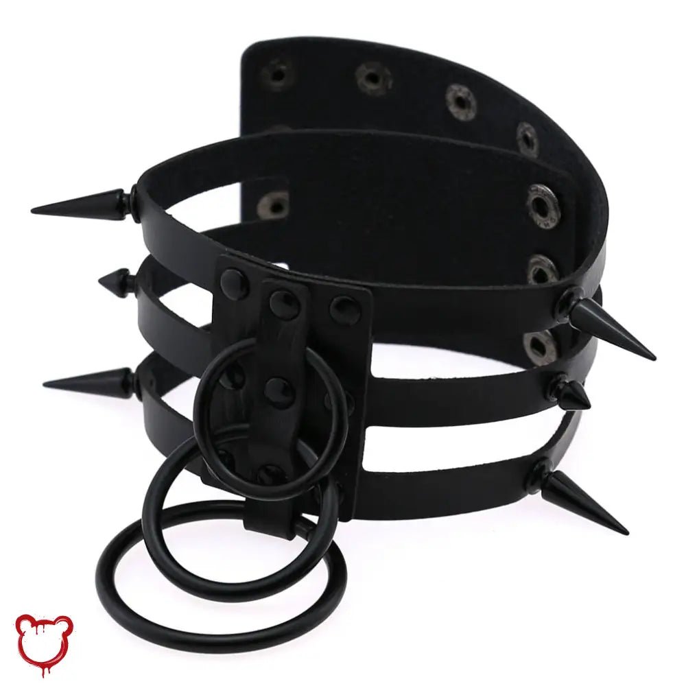 Black Choker with Triple Rings - The Cursed Closet